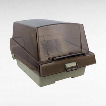 Vintage Eichner 5.25 Inch Floppy Diskette Storage Case, Smoked Plastic Lid, 4 Dividers, Computer Data Organization, Tech Nostalgia Gift