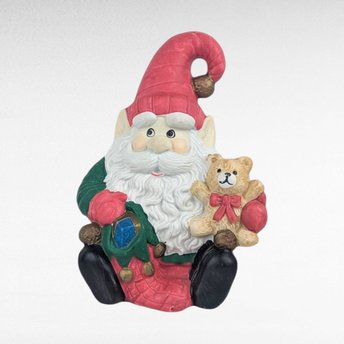 Vintage Ceramic Santa Elf Music Box Plays Here Comes Santa Claus, Christmas Figurine, Holiday Collectible, Xmas Musical Decor