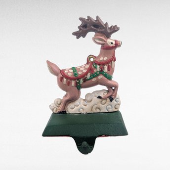 Vintage Midwest of Cannon Falls Cast Iron Reindeer Stocking Holder, Christmas Mantle Decor, Collectible Holiday Figurine Hanger