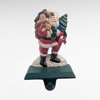Vintage Midwest of Cannon Falls Cast Iron Santa Claus Stocking Holder, Christmas Mantle Decor, Collectible Figurine