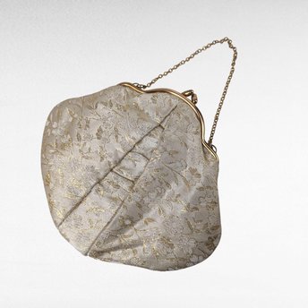 Elegant Vintage Floral Handbag - Cream and Gold Fabric Clutch