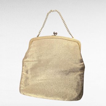 Vintage Ande Gold Evening Bag with Metal Strap, Glamorous Clutch Purse, Gift for Her