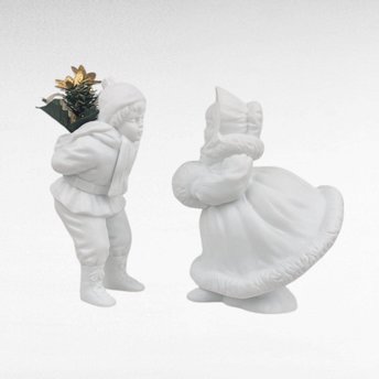 Vintage Dept 56 Silhouette Skating Figurine Pair, Cheryl Johnson Bisque Porcelain, Winter Holiday Decor, Collectible Figurines
