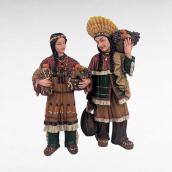Vintage Resin Harvest Figures, Native American Style Thanksgiving Decorations, Autumn Mantel Decor
