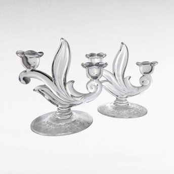 Vintage Duncan Miller First Love Double Candlesticks, Floral Decor, Elegant Table Lighting, Gift