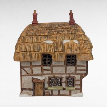 Vintage 1985 Dept 56 Dickens Village Thatched Roof Cottage Lighted House With Box & Cord, D56 Christmas Collectible English Decor
