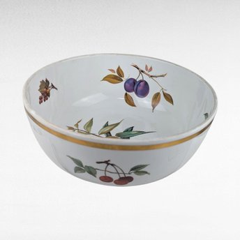 Vintage 1961 Royal Worcester Evesham Gold Large Salad Bowl, 10.25 Inch English Porcelain Serving Bowl, Fruit Pattern China