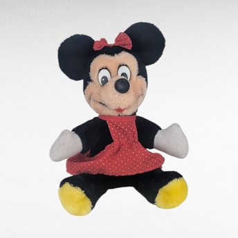 Vintage Minnie Mouse Plush with Red Polka Dot Dress, 7 Inch Classic Disney Stuffed Animal Toy, Collectible Cartoon Character