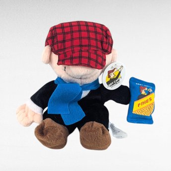 Vintage 1999 Andy Capp Plush Toy with Tag, Advertising Character for Fries Snacks, Collectible Comic Strip Stuffed Figure
