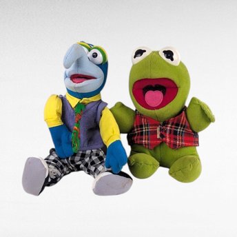 Vintage 1980s Muppet Babies Plush Toy Set, Jim Henson's Baby Gonzo and Baby Kermit the Frog Stuffed Animals, 80s Cartoon Collector Gift