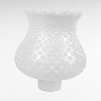 Vintage Milk Glass Hobnail Lamp Shade, Hurricane Globe with Ruffled Top, 1.5 Inch Fitter Replacement Light Cover, Student Lamp Glass