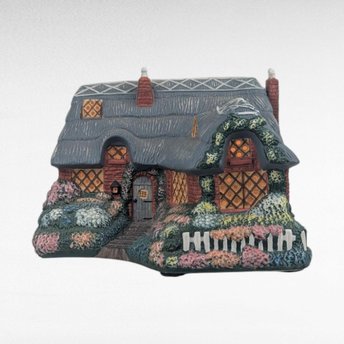 1992 Thomas Kinkade Olde Porterfield Tea Room Lighted Village House, Sculpture 599A, Collectible Painter of Light Cottage, Christmas Decor