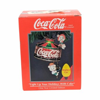 1993 Coca-Cola "Light Up Your Holidays" Ornament | Mice Ornament | Light-Up Christmas Ornament | Coke Collectible