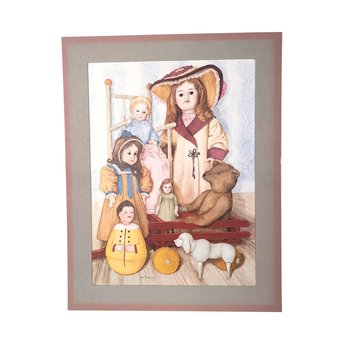 Vintage Pat Young Dolls and Toys Print, 14x11 Unframed Wall Art, Collectible Children's Decor, Gift for Doll Collector