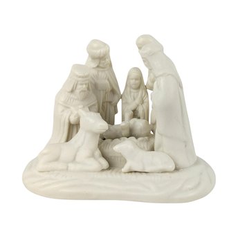 1998 Hermitage Pottery Nativity Figurine, Jade Porcelain Christmas Decor, Vintage Holiday Gift