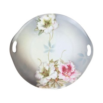 Vintage PV Vessra Germany Floral Plate, Hand-Painted Rose Design, 11" Handled Dresser Tray, Vanity Tray, Gift for Her, Shabby Chic Decor