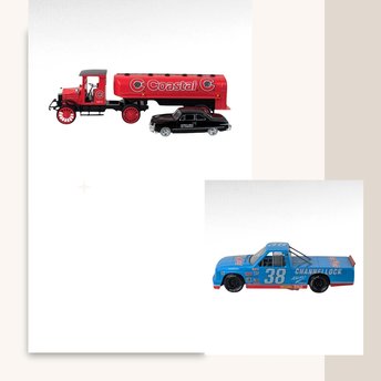 Vintage Diecast Car Lot, Coastal 1920 Pierce Arrow Tanker & Ford Coupe, Racing Champions Ford F-150, Gift for Car Enthusiast