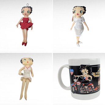 Vintage Betty Boop Lot - Motorcycle Mug, Nurse Plush, Angel Doll, Birthday Betty - Collectible