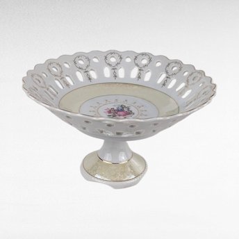 Vintage Arnart Pedestal Bowl, M4036 Reticulated Compote Dish, Fragonard Courting Couple Scene, Japanese Porcelain