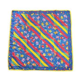 Handmade Clown Baby Quilt, Vintage 80s Crib Blanket Throw with Primary Colors, Colorful Nursery Decor