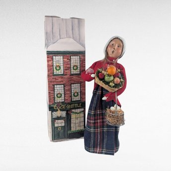 Vintage 1999 Byers Choice Caroler Woman Shopper Figure, Christmas Decor, Flawed