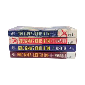 Isaac Asimov's Robots in Time Book Lot, William F Wu Sci Fi Series, Vintage 90s Paperback Set, Time Travel Robot Novels