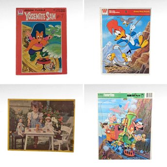 Vintage Cartoon Character Jigsaw Puzzle Lot - Yosemite Sam, Woody Woodpecker, Disney, Jaymar - 1952-1976
