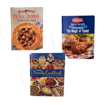 Vintage Cookbook Trio: StarKist Tuna Today, Lipton Recipe Secrets, Walmart Family Cookbook - 1990s Recipe Collection