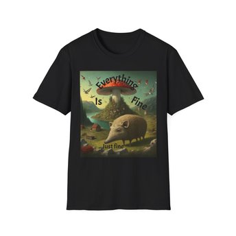 Just Fine Humorous Graphic T-Shirt for Everyday Wear, Gift for Friends, Quirky Fashion, Casual Outfit, Dark Humor, Everyday Humor