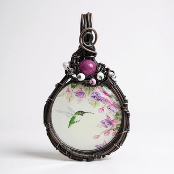 Handmade Copper Wire Wrapped Hummingbird Pendant | Unique Artisan Jewelry | Nature-Inspired Necklace | Bohemian Style Gift for Bird Lovers