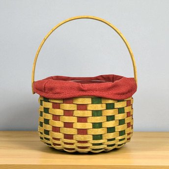 2003 Longaberger Christmas Caroling Basket, Festive Holiday Decor, Collectible Basket, Red and Green Basket, Gift for Collector