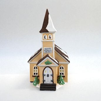 Vintage Dept 56 Sleepy Hollow Church - New England Village #5955-2 - Lighted Porcelain Christmas Village