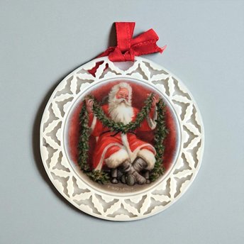 Vintage Lenox Portrait Series Santa Ornament | Santa with Garland | Porcelain Christmas Ornament | Collectible Lenox