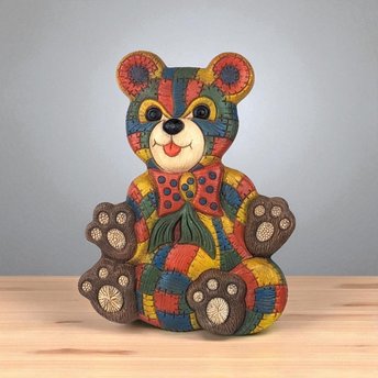 Vintage Foamcraft Patchwork Teddy Bear Wall Hanging | Nursery Decor | Children's Room Decor |  Playroom Wall Art