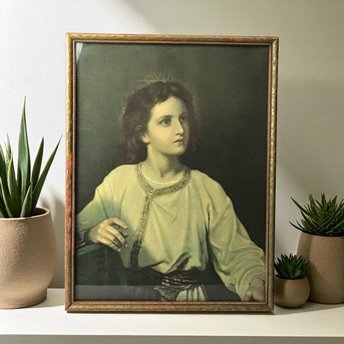 Vintage Framed Print of Young Christ | Jesus at Twelve | Religious Art | Wall Decor | Home Decor