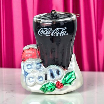 Vintage Coca-Cola "Served Here" Blown Glass Ornament | Christmas Ornament | Coke Collectible | Soda Fountain Decor