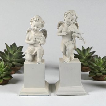 Vintage White Cherub Figurines, Musical Cherub Statues, Resin Cherub Decor, Angel Decor, Home Decor, Gift for Angel Lovers