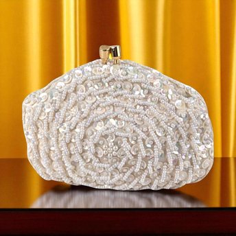 Vintage Princess Gardner Beaded Sequin Coin Purse, Ivory Evening Bag, Bridal Purse, Gift for Her, Original Box