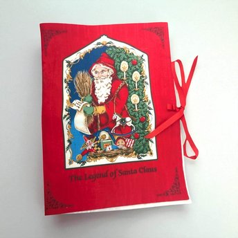 Vintage Father Christmas Legend of Santa Cloth Book, Handmade Holiday Decor, Christmas Story Book, Gift for Children