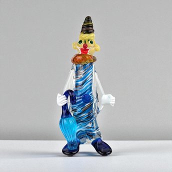 Vintage Hand Blown Glass Clown Figurine: Whimsical Decor (12 inch, AS-IS)