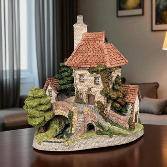 1984 David Winter Tollkeepers Cottage, English Countryside Sculpture, Vintage Collectible, Gift for Collector, Miniature Stone Cottage