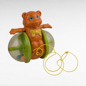 Vintage 1979 Fisher Price Bob Along Bear Pull Toy, Classic 70s Nursery Decor, Toddler Push Roller Toy, Nostalgic Gift