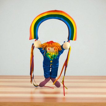 Vintage 1984 Dakin Plush Clown Rainbow Wall Hanging | Nursery Decor | Children's Room Decor | 80s Toy | Clown Collectible
