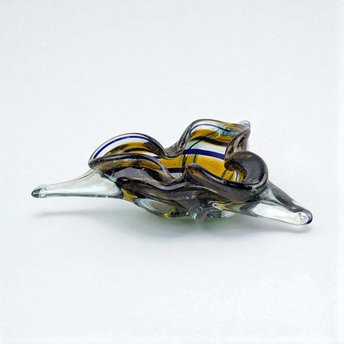 Vintage Art Glass Bowl, Unique Tri-Corner Design, Hand Made Glass, Decorative Centerpiece, Gift for Art Glass Collectors, Heavy Glass Bowl