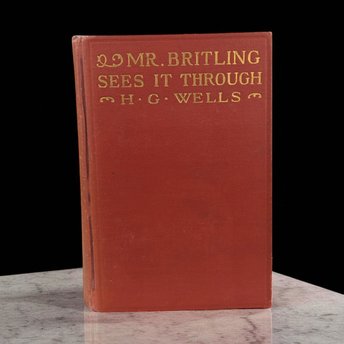 1916 Antique Wartime Novel, Mr. Britling Sees It Through, H.G. Wells, WWI Era Literature, Vintage Hardcover, The Macmillan Company
