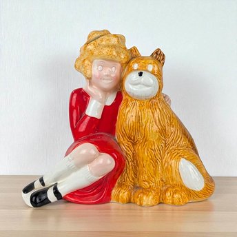 Vintage Little Orphan Annie and Sandy Ceramic Bank, Cartoon Character Bank, Retro Piggy Bank, Kids Savings, Collectible Bank
