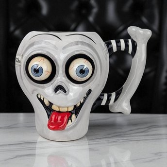 2002 Dept 56 Googly Eye Skull Mug, Halloween Mug, Spooky Decor, Novelty Mug, Collectible Mug, Gift for Halloween Lover