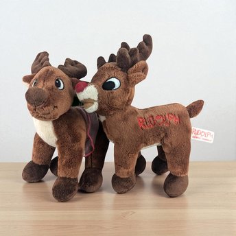 Vintage Dandee Rudolph & Dancer Plush Set, Christmas Holiday Decor, Nostalgic Plush Toys, Gift for Rudolph Fan