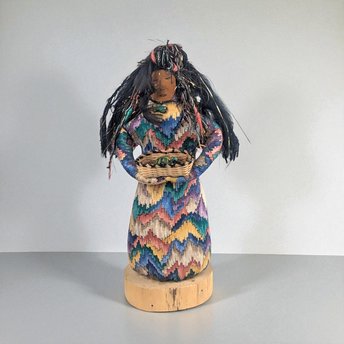 Patty Kune Handmade Folk Art Doll: Native American Inspired Decor