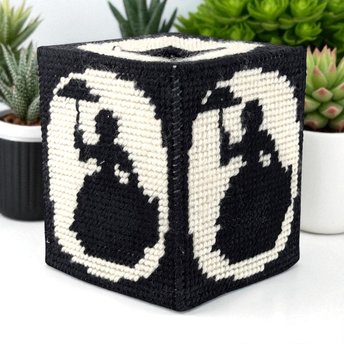 Vintage Needlepoint Tissue Box Cover: Handmade Lady with Umbrella Decor